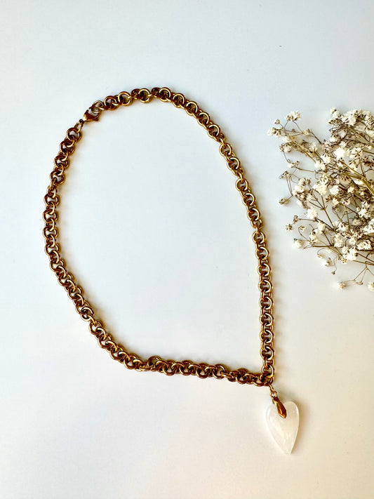 Statement-Kette mit Gliederkette & Herzanhänger