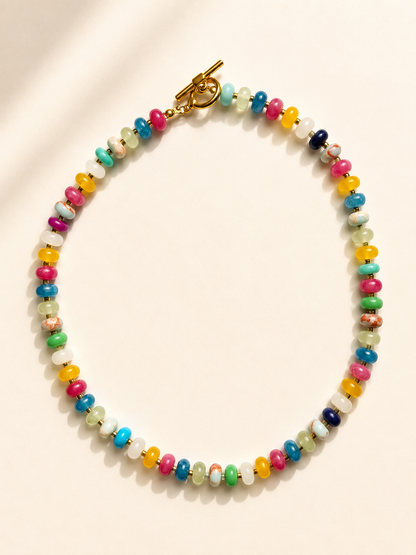 Color Crush – Bunte Edelstein Halskette in Rondellform – handgefertigt