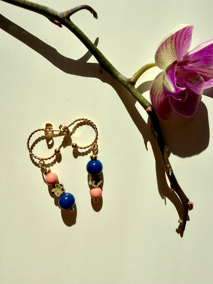 Élise – Ohrringe mit bunten Perlenmix & Edelstahl 18k vergoldet