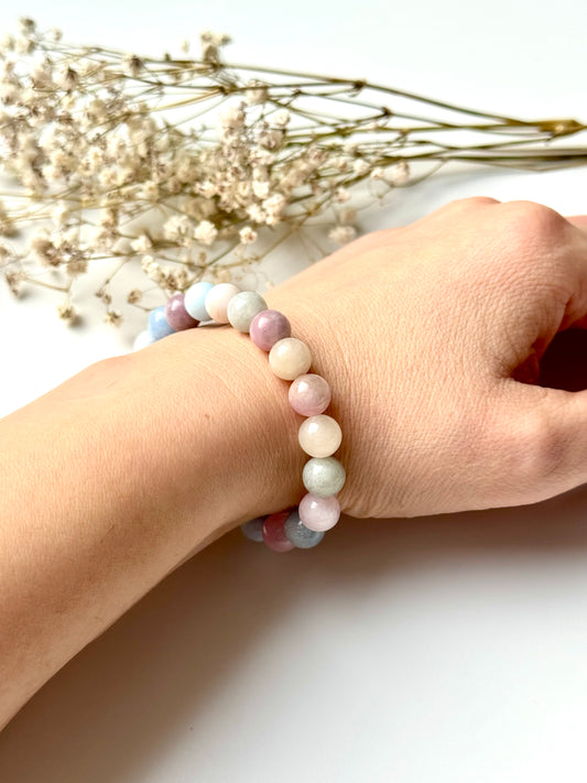 Bubble – Armband aus Morganit-Edelsteinen mit 18k vergoldeten Details – handgefertigt