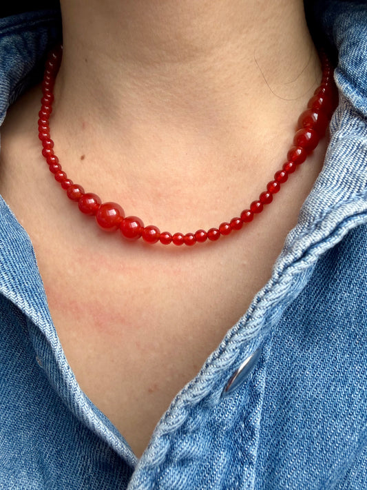 Red Agate – Halskette aus rotem Achat – handgefertigt