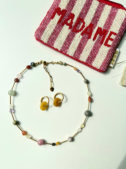 Color Bliss – Necklace made of colorful gemstones &amp; 18k gold-plated details – handmade