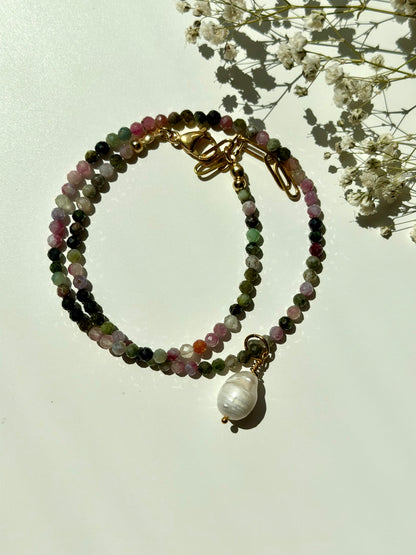 Happy Pearls No. 8 – Turmalin Halskette mit Barockperle – handgefertigt