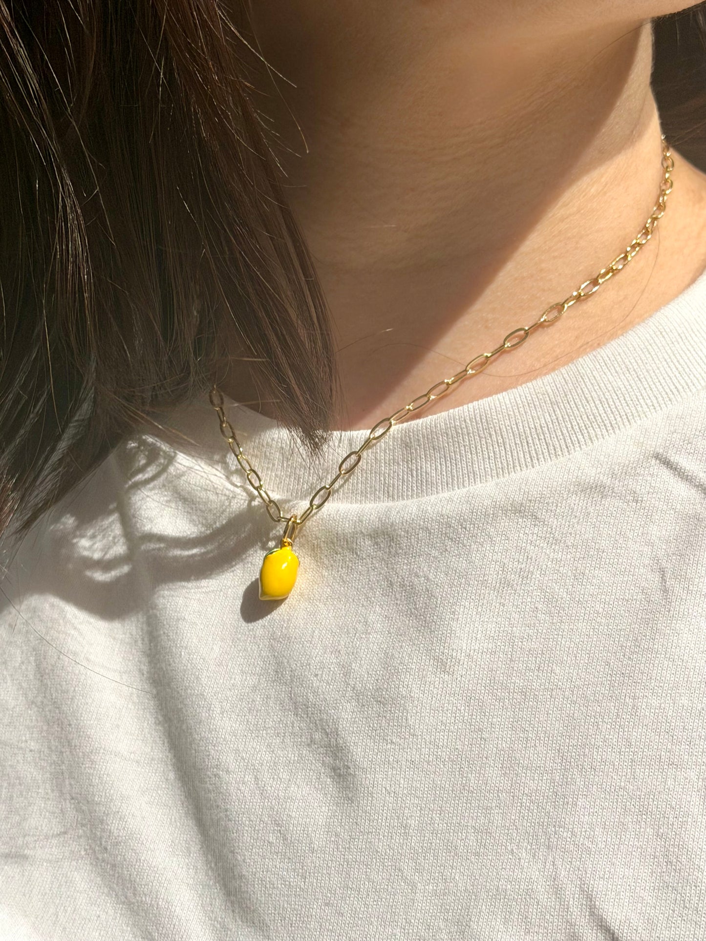 Limoné - Golden Necklace with Lemon Pendant & 18k Gold Plated Stainless Steel