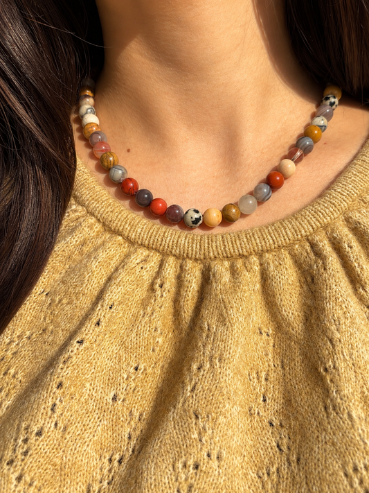 Earth Muse - Gemstone Necklace with Jasper, Agate & Natural Stones - Handmade