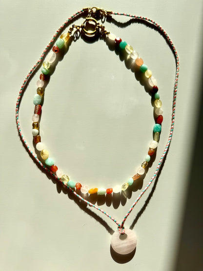 Sunset Candy – bunte Edelstein Halskette mit Naturstein Mix – handgefertigt