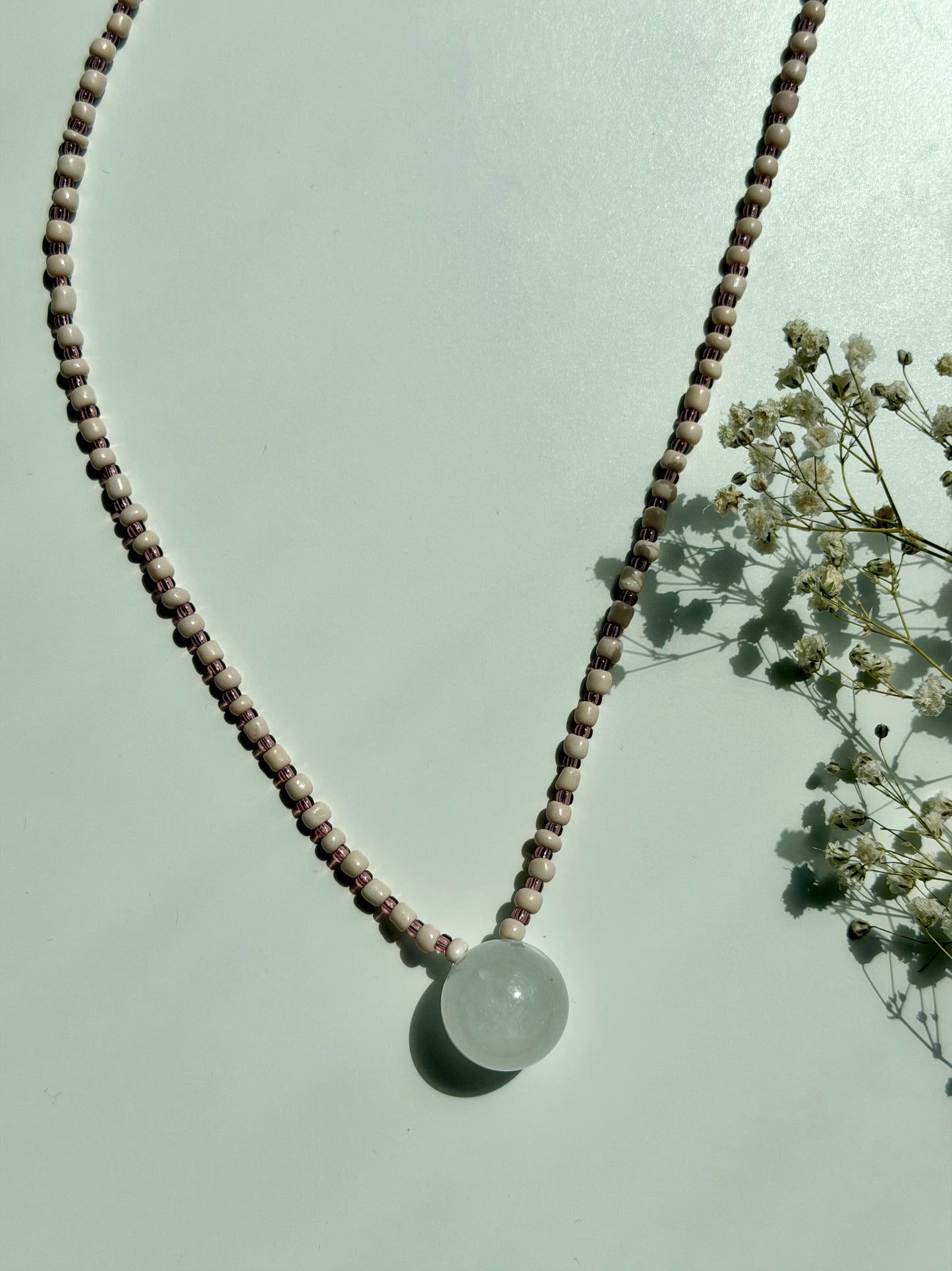 Moon Stone – Lange Halskette mit Edelstein Anhänger – handgefertigt