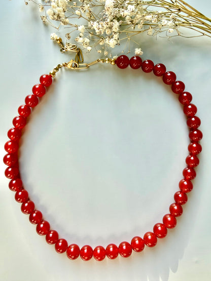 Scarlet Stone – Red Agate Necklace – Handmade