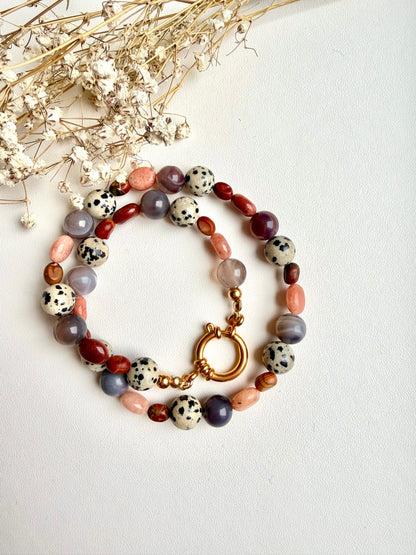 Terra Confetti – Edelstein Kette mit Picasso Jaspis, Dalmatiner Jaspis, Opal & Achat – handgefertigt