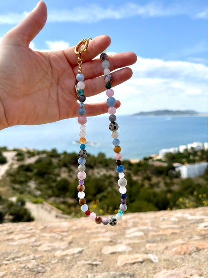 Bonibon - Gemstone Necklace with Dalmatian Jasper, Rose Quartz, Amazonite, Amethyst & Agate - handmade