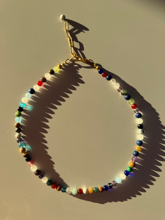 Lumi Balance – Colorful gemstone necklace with gold chain – handmade