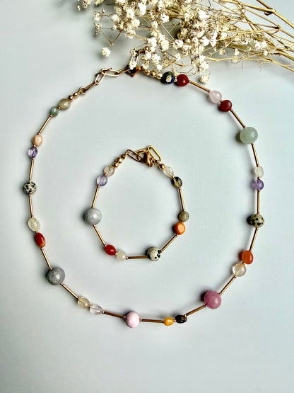 Color Bliss – Edelsteinarmband mit Goldakzenten – handgefertigt