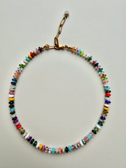 Mosaic Light – 18k gold-plated gemstone necklace with a fine mix of colors – handmade