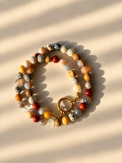 Earth Muse – Edelstein Halskette mit Jaspis, Achat & Natursteinen – handgefertigt