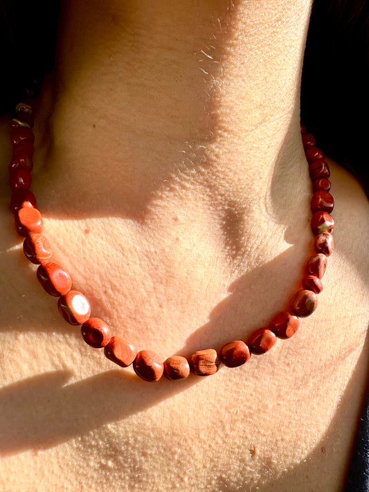 Red Jasper – Halskette aus rotem Jaspis – handgefertigt