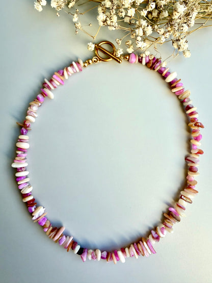 Pink Shell Glow – Muschel Kette in Pink- & Creme-Tönen – handgefertigt