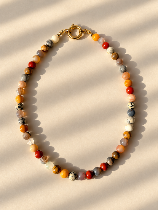 Earth Muse - Gemstone Necklace with Jasper, Agate & Natural Stones - Handmade