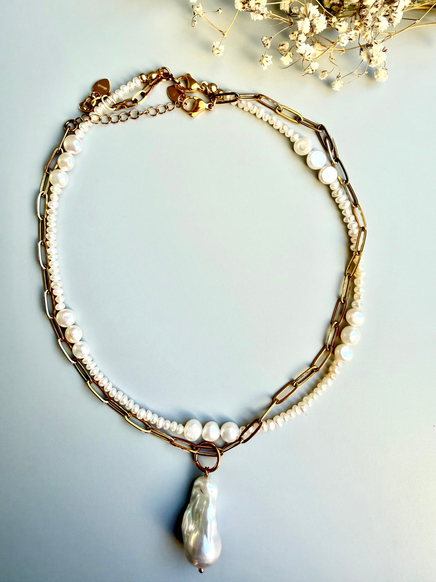 Luna Baroque – Gliederkette mit großer Barockperle – handgefertigt