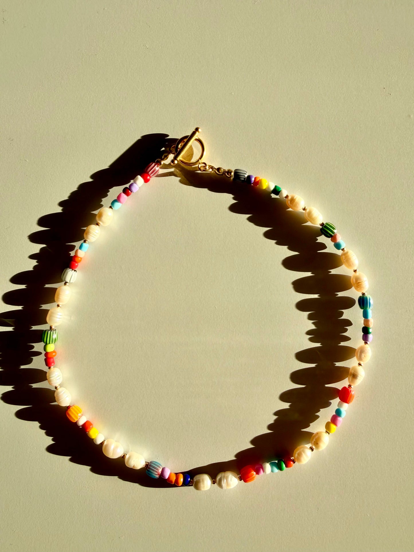 Confetti Candy – colorful beaded necklace with freshwater pearls &amp; Miyuki beads – handmade