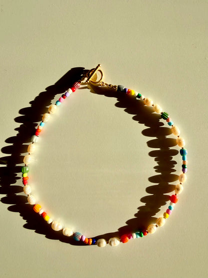 Confetti Candy – colorful beaded necklace with freshwater pearls &amp; Miyuki beads – handmade