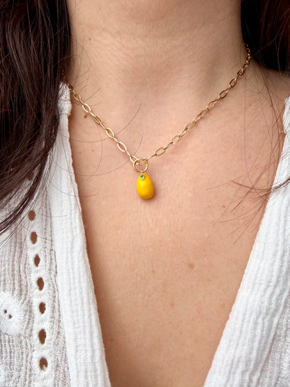 Limoné - Golden Necklace with Lemon Pendant & 18k Gold Plated Stainless Steel
