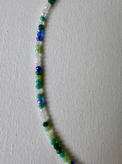 Bunte Edelstein-Halskette • Facettierte Perlen & Barockperle • 18k vergoldet