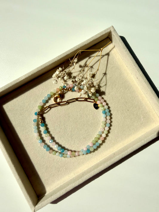 Soft Aura – Necklace made of faceted morganite stones – handmade