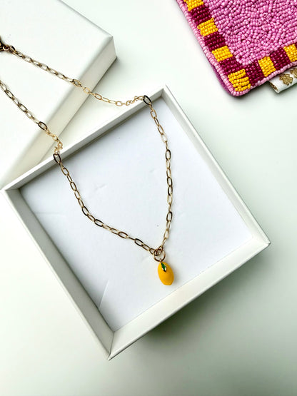 Limoné - Golden Necklace with Lemon Pendant & 18k Gold Plated Stainless Steel