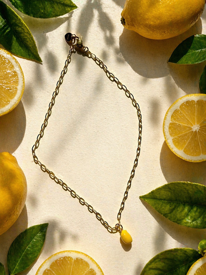 Limoné - Golden Necklace with Lemon Pendant & 18k Gold Plated Stainless Steel