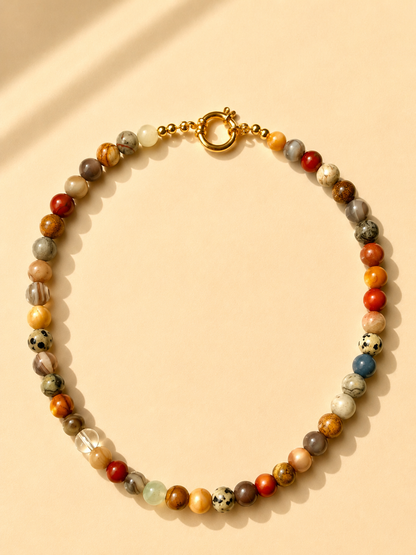 Earth Muse – Edelstein Halskette mit Jaspis, Achat & Natursteinen – handgefertigt