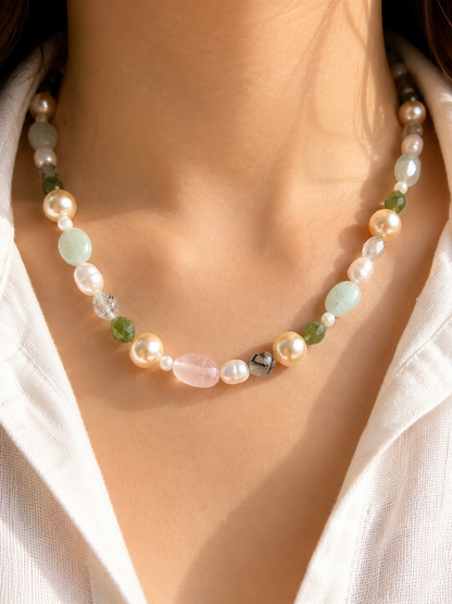 Gem &amp; Pearl Harmony Necklace – Necklace with freshwater pearls and gemstones