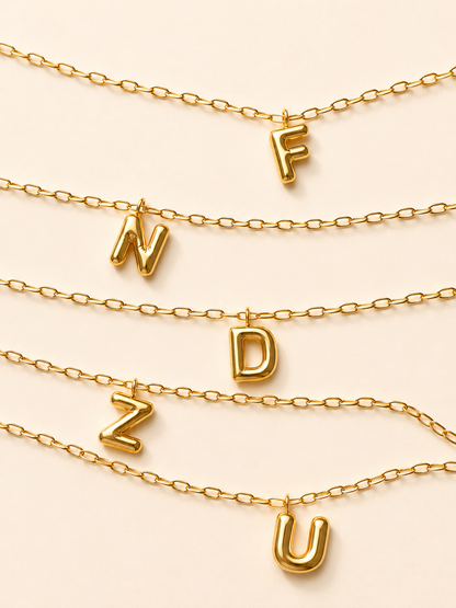 Bubble Letter Pendant – Balloon-style necklace, handmade