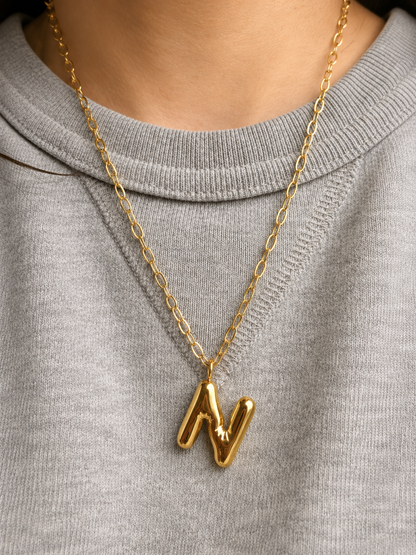 Bubble Letter Pendant – Balloon-style necklace, handmade