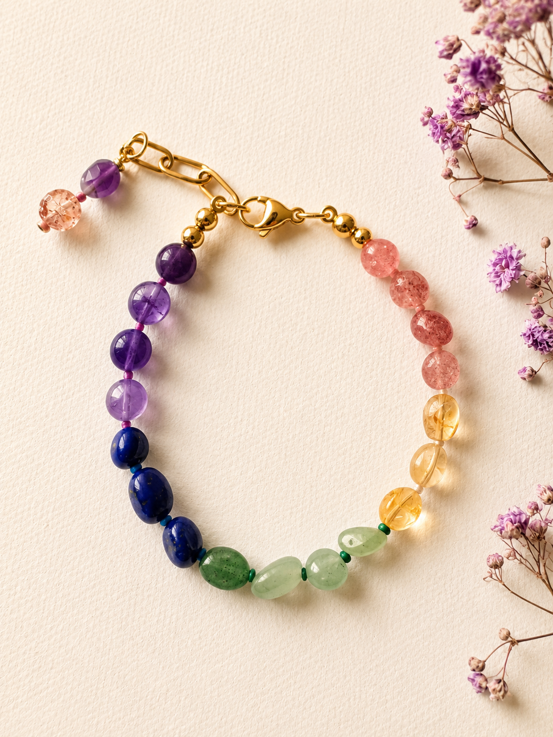 Rainbow – Buntes Edelstein Armband – handgefertigt