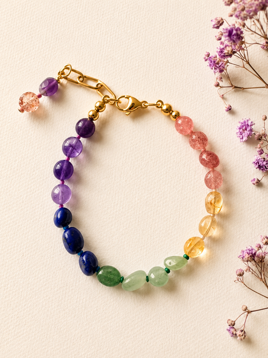 Rainbow – Buntes Edelstein Armband – handgefertigt