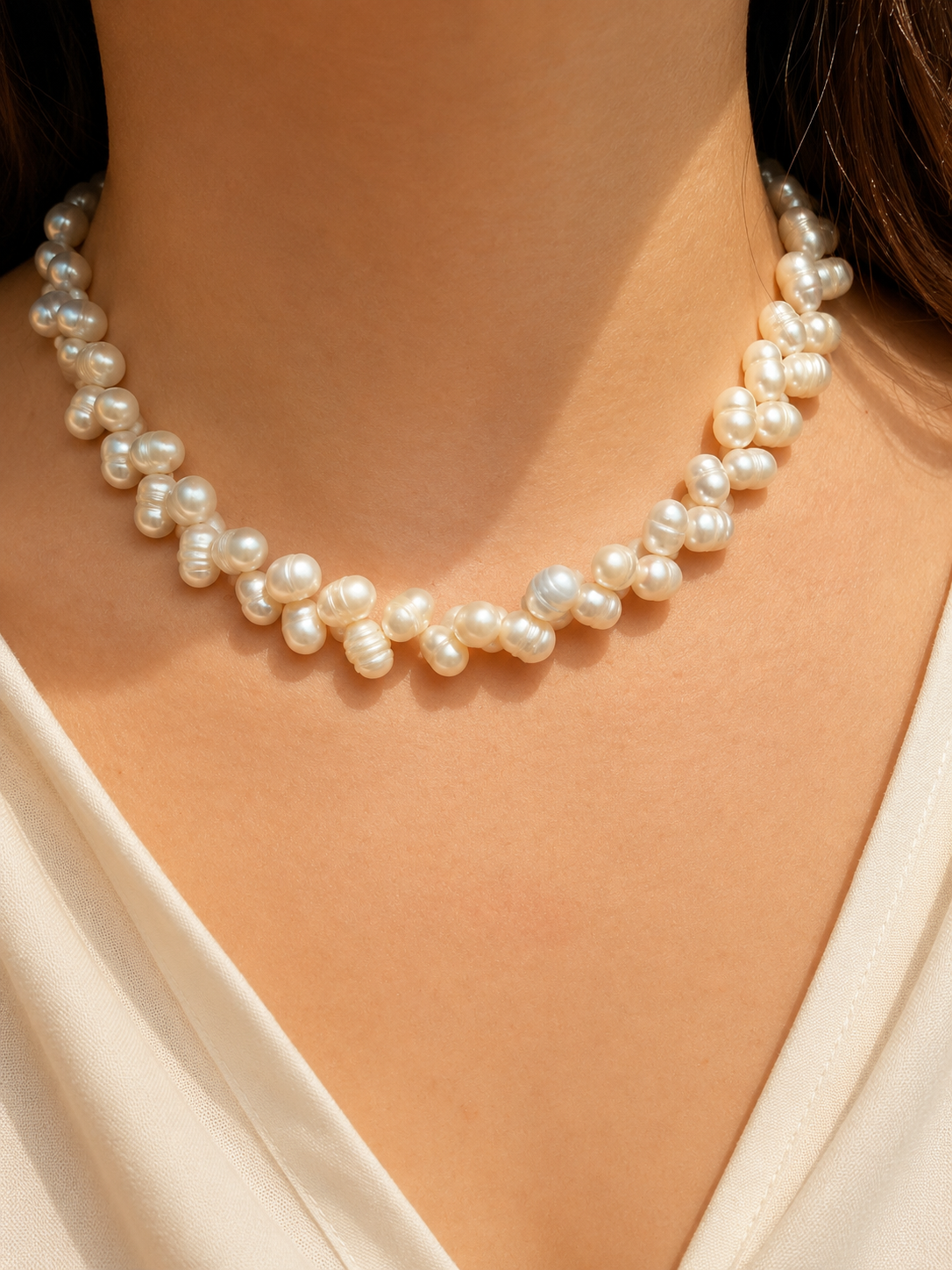 Pure Pearl – Freshwater Pearl Necklace with Gold Details