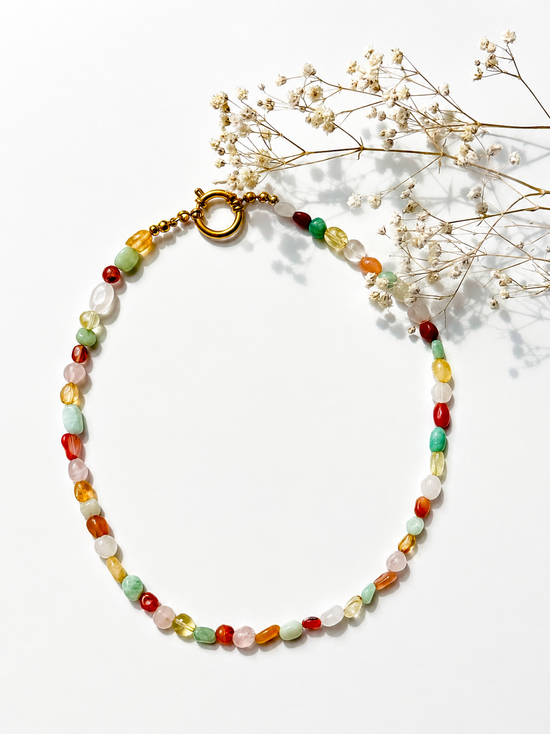 Sunset Candy – bunte Edelstein Halskette mit Naturstein Mix – handgefertigt