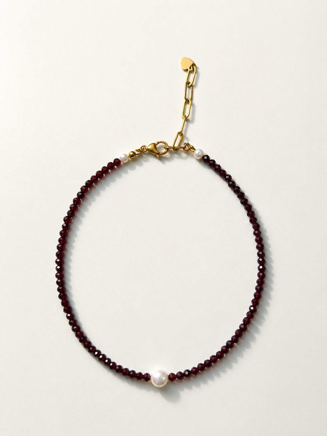 Burgundy Pearl – Granat Halskette mit Süßwasserperle – handgefertigt