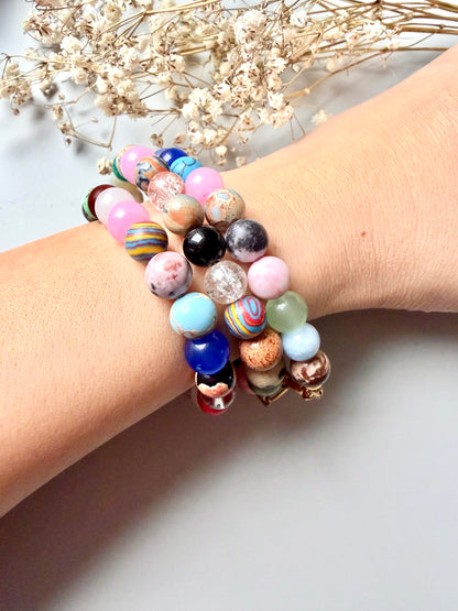 Candy Joy – 18k gold-plated gemstone bracelet with a colorful mix of stones – handmade