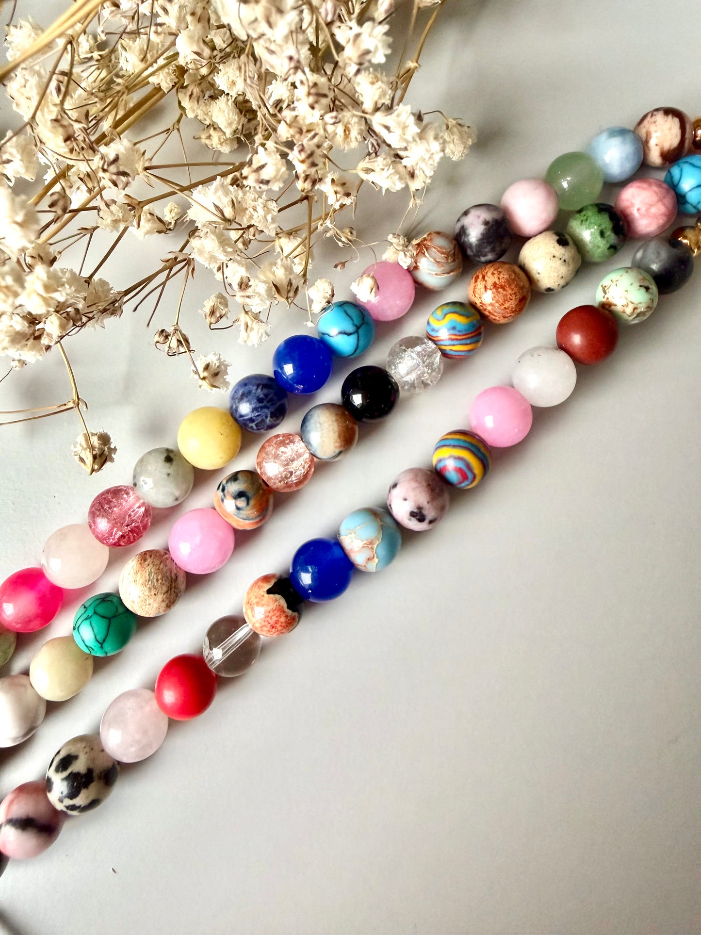 Candy Joy – 18k gold-plated gemstone bracelet with a colorful mix of stones – handmade