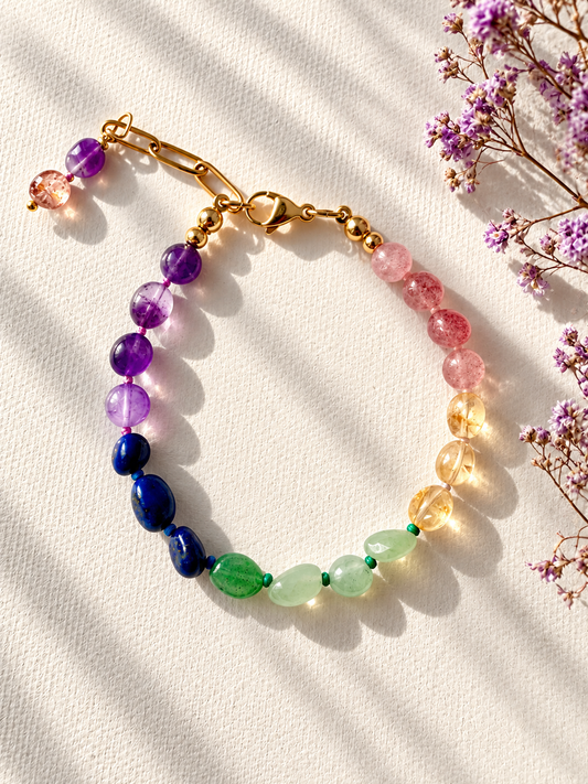 Rainbow – Buntes Edelstein Armband – handgefertigt