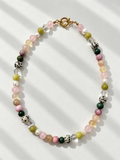 Candy Garden – bunte Edelstein Halskette mit Perlen