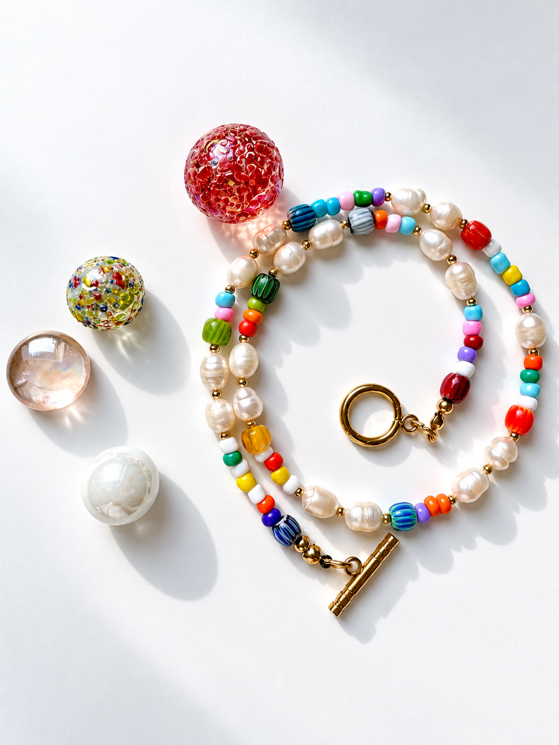 Confetti Candy – bunte Perlenkette mit Süßwasserperlen und Miyuki-Perlen
