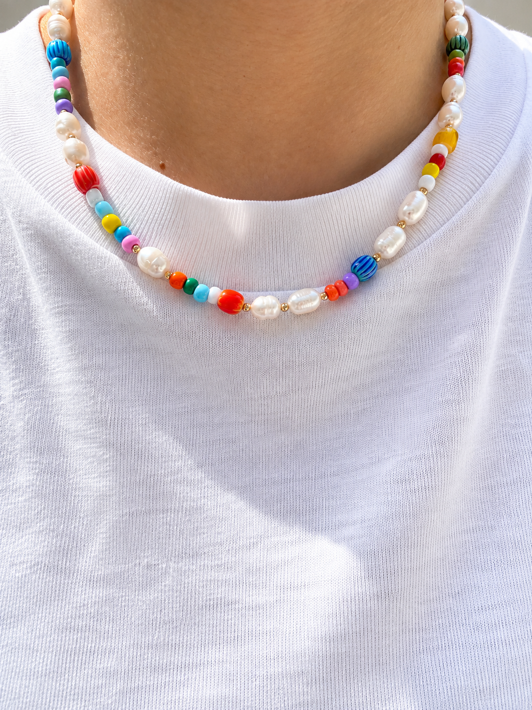Confetti Candy – bunte Perlenkette mit Süßwasserperlen und Miyuki-Perlen – Ansicht 2