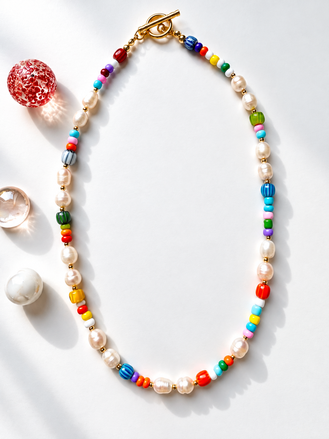 Confetti Candy – bunte Perlenkette mit Süßwasserperlen und Miyuki-Perlen – Ansicht 3