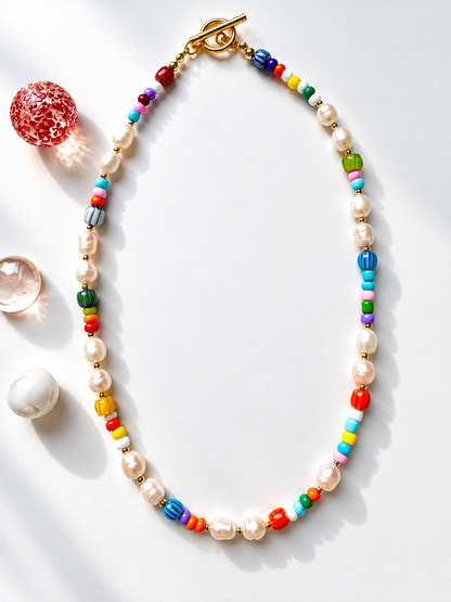 Confetti Candy – bunte Perlenkette mit Süßwasserperlen und Miyuki-Perlen – Ansicht 3